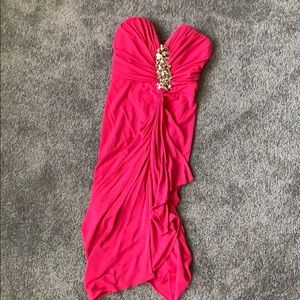 Embellished pink Badgley Mischka dress.